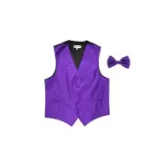 New Men's Tuxedo Vest Waistcoat Vertical Stripes Bowtie formal wedding Purple
