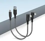 Lightning Cable 2Pack 7 Inch Short iPhone Charger Cable MFi Certified iPhone Cord Braided 90° Plug USB A & USB C to Lightning Cable Fast Charging with Data Sync for iPhone 14 13 12 11 X XR XS 8 7