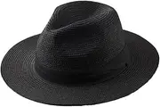 [Generic] Male Foldable Big Head Straw Hat Panama Summer Outdoors Cowboy Hat Sandy Beach Sun Hats Men Plus Size Fedora Hat
