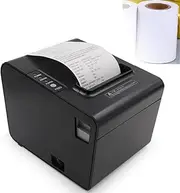 80Mm Thermal Receipt Printer, Label Printer Support Cash Drawer, Receipt Printer with USB Serial Ethernet LAN Esc/pos Command Cash Drawer, for Windows/Linux Comes with 1 Roll of Thermal Paper
