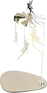 Lwuey Spinning Candle Holder, Carousel Rotating Spinner Tray Wind Chime Holder Rotary Tea Light Metal Candlestick Revolving Aromatherapy Stainless Steel Decoration for Room Table Centerpiece Home