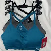 RYKA Sports Bra 3 PACK Supportive Pads Crossback Tagless NWT LARGE