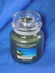 YANKEE CANDLE 'ISLAND SPA' 14.5oz Wide White Label Single Wick in Jar w/ Lid