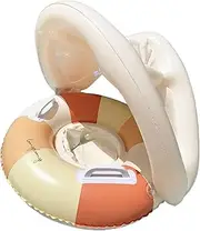 Baby Swimming Float - Sun Protection Baby Swimming Pool Float Ring with Canopy - Foldable Sunshade Toys Inflatable Safety Seat Sun Protection Swim Ring for Spring Toddler Beach