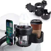 Stroller Cup Holder with Phone Holder, Universal 360 Degree Rotation Pram Drink