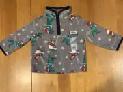 Oshkosh B'gosh Grey Christmas Dinosaur Fleece Pullover Half Zipper Size 12M NWT