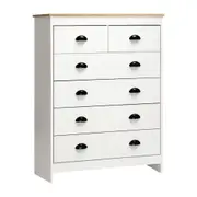ALDO Tallboy Chest of Drawer Dresser with 6 Drawers Bedroom Storage Cabinet White
