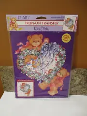 Vintage Lucy Rigg Iron On Transfer Plaid Lucy & Me 1994 Heart Wreath Bears