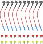 10 Pack 12V Car Add-A-Circuit Fuse Tap Adapter ATO ATC Blade Fuse Holder with 10
