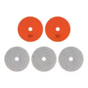 5pcs 4" Grit 300 Diamond Polishing Pad Wet/Dry for Stone Concrete Marble Quartz