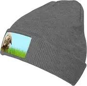 Bunny On Green Grass Womens Mens Winter Knitted Beanie Hat,Thick, Soft & Warm Chunky Beanie Hats,for Cold Weather