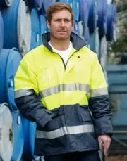 A.I.W High Visibility Long Line Jacket 3M Reflective Tapes Water Proof ID Pocket