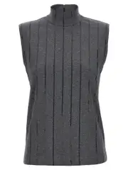 [Brunello Cucinelli] Brunello Cucinelli-Micro Sequin Top Top Grigio-Donna M