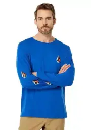 Volcom Men's Iconic Stone Long Sleeve T-Shirt, Royal Blue, Size L