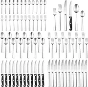 [HaWare] Cutlery Set for 12 People, 72-Piece Cutlery Set with Steak Knife, Stainless Steel Cutlery Set with Knife, Fork, Spoon, Elegant Cutlery for Home, Restaurant, Party, Dishwasher Safe