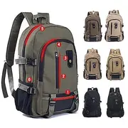 Men's Backpack School Bag Bookbag Functional Backpack School Backpack Bookbag School Daily Canvas Adjustable Large Capacity Lightweight Zipper Light Khaki. Bla