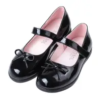 在飛比找momo購物網優惠-【布布童鞋】簡單蝴蝶結亮面黑色公主鞋學生鞋(K3C124D)
