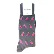 PAUL SMITH Mens Pink Dinosaurs Socks Grey O/S (MSRP $30)