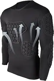 TILEZE Football Padded Shirt | Goalkeeper Jersey Black Long Sleeve - Football Compression Shirt Youth for Paintball Baseball, Mens Paintball Shirts