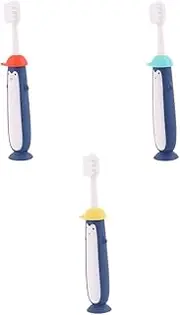 KOMBIUDA Ergonomic Boys and Girls Toothbrush Adorable Cartoon Fine Grade Material 3pcs Soft Bristle Brush