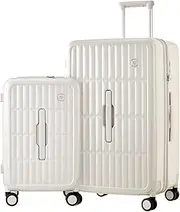 [Generic] Luggage Sets Carry On Luggage: Suitcase Set 2 Piece with Spinner Wheel, 20/26 Inch 3:7 Container Ratio Luggage with 100% Lightweight PC Hard Shell Travel Luggage Suitcases (Coconut White)