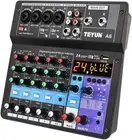 USB Audio Mixer, A6 6CH Protable Mini Mixer Audio Console with Sound Card USB Re