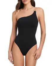 Red Carter One Shoulder One Piece Swimsuit