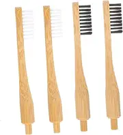 LIFKOME 4Pcs Wooden Toothbrush Replacement Heads for Home and Travel Portable Toothbrush Heads Compatible with Standard Toothbrush Handles