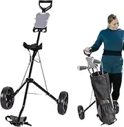 Folding Golf Push Cart,2 Wheel Foldable Iron Golf Cart Bag | Outdoor Sports Accessories, Portable Lightweight Ball Pouch Holder, for Concrete, Grass