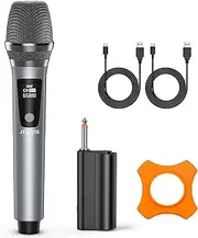 JYX Wireless Microphone, Professional UHF Metal Handheld Dynamic Mic System with Rechargeable Receiver 1/4''(6.35mm) Plug, for Amplifier, PA System, Karaoke Singing, Wedding, Party, Speech, Church