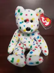 RARE Ty Beanie Baby "Ty 2K" Confetti Bear ~ With Tag Errors!