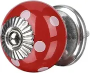 Ceramic Knob,Cabinet,Furniture Pull Handles,Door Pull,Drawer Pull Handle,Ceramic Knobs Drawer Knob Round Pull Handle Home Door Cabinet Cupboard Wardrobe Dresser Replacement Red (Color : Red)