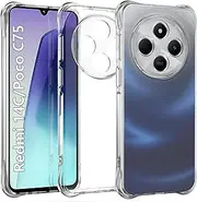 USTIYA Case for Xiaomi Poco C75 and for Redmi 14C Case Clear TPU Four Corners Protection Cover Transparent Soft