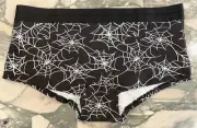 NEW Victoria Secret PINK Cotton Logo Shortie Boyshort Halloween Spider Webs XL