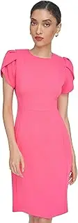 [Calvin Klein] Women's Scuba Crepe Tulip Sleeve Sheath Dress