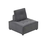 Foret 86cm Armless Seat Modular Extension Lounge Couch Velvet Sofa Light Grey