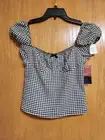 Black & White Gingham Short Sleeve Crop Top. NWT. Small. Juniors. Haley & Jane.