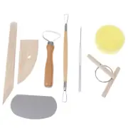 8pcs Pottery Clay Tool Set Pottery Ceramics Molding Tools Wood Sponge Tool-P` CR
