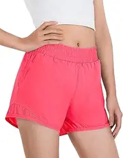 [Somaibo] Girls Athletic Shorts with Liner Quick Dry Running Soccer Shorts with Zip Pockets for Kids Active Sports Volleyball