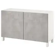 BESTÅ storage combination with doors, white Kallviken/light grey concrete effect, 120x42x74 cm