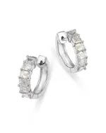 Bloomingdale's Fine Collection Diamond Emerald Cut Diamond Huggie Earrings in 18K White Gold, 1.0 tcw