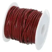 Round Leather String Cord, 5.5 Yards Leather Rope (Wine Red, 1.5mm/0.06")