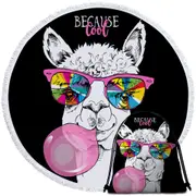Cool Funny Llama Round Beach Towel
