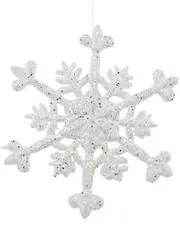 White With Silver Glitter Snowflake Christmas Tree Hanging Decoration - 12cm