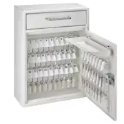 Key Cabinet Drop Box 105-Key Combination Lock Wall-Mount Galvanized Steel White