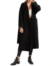[Belle & Bloom] Wide Awake Split Hem Overcoat in Black