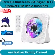 Portable Bluetooth CD Player Hi-Fi Speakers FM Radio Boombox Remote USB AUX Jack