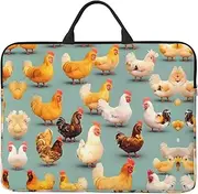 Cute Chicken Walking Print Stylish 14in Polyester Laptop Bag Carry Laptop Bag with Water-Resistant Feature