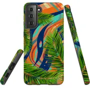 For Samsung Galaxy S21 FE Case Armour Cover, Leaves