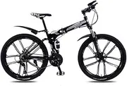 Mountain Folding Bike, 26" High Carbon Steel Line Pull Disc Brake Frame Cross Country Bicycle 24 Speed Unisex Double Shock Absorber Bicycle,Black